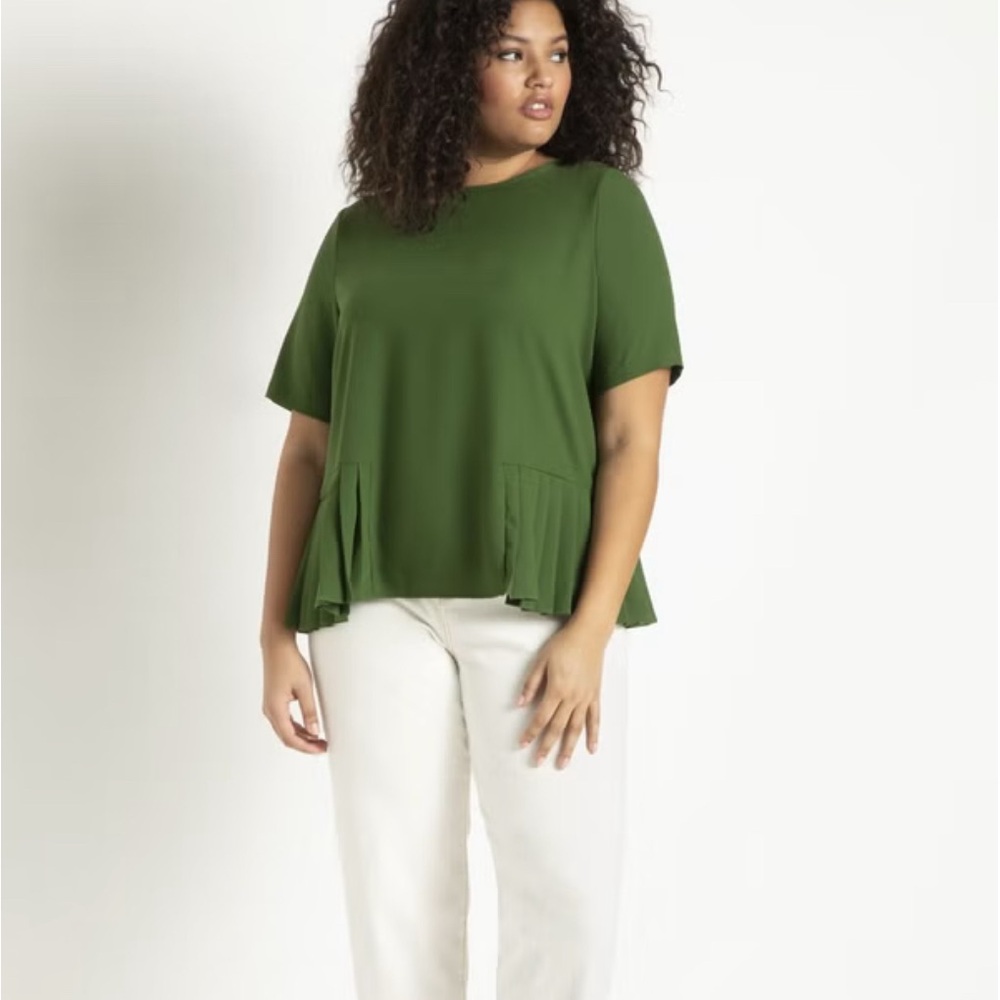 Eloquii Forest Green Short Sleeve Top - 16
